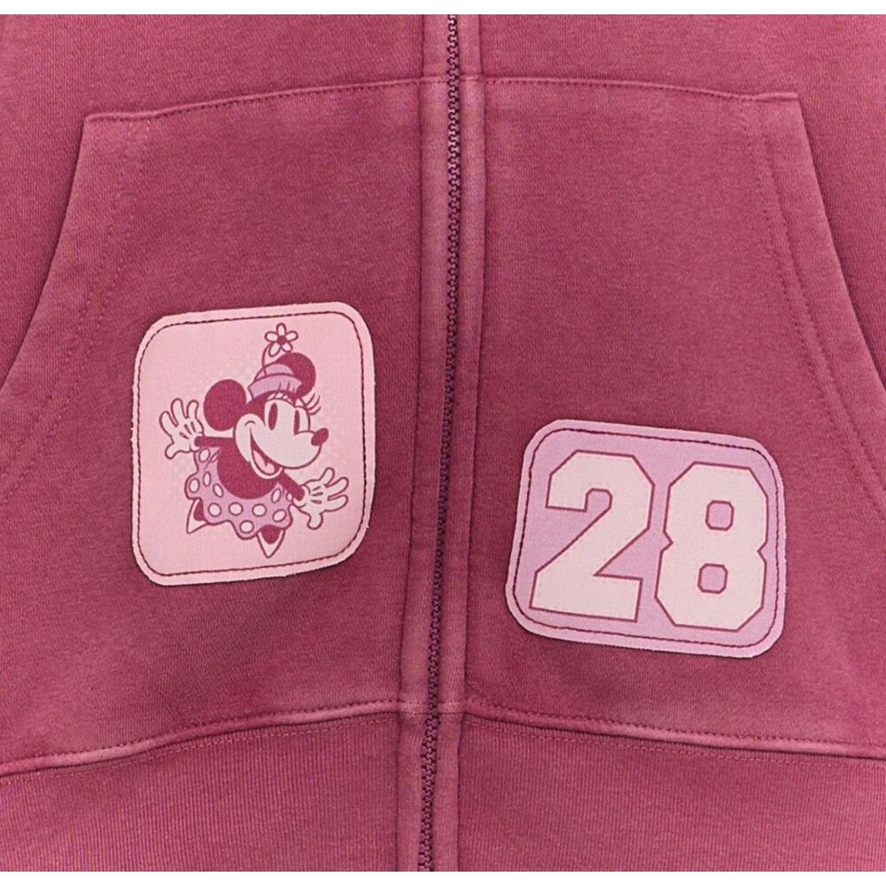 NEW NWT Pinkish Red Sz XS Multi-Patch MICKEY & MINNIE MOUSE Hooded Jacket DISNEY - Picture 6 of 8